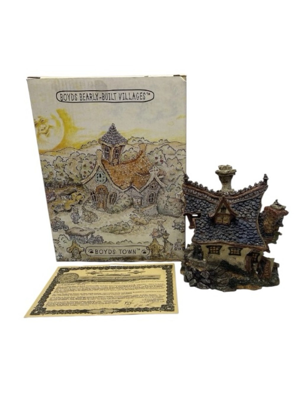 Boyds Bearly Built Villages Wilsons Books Bookstore Resin Figurine Vintage Box